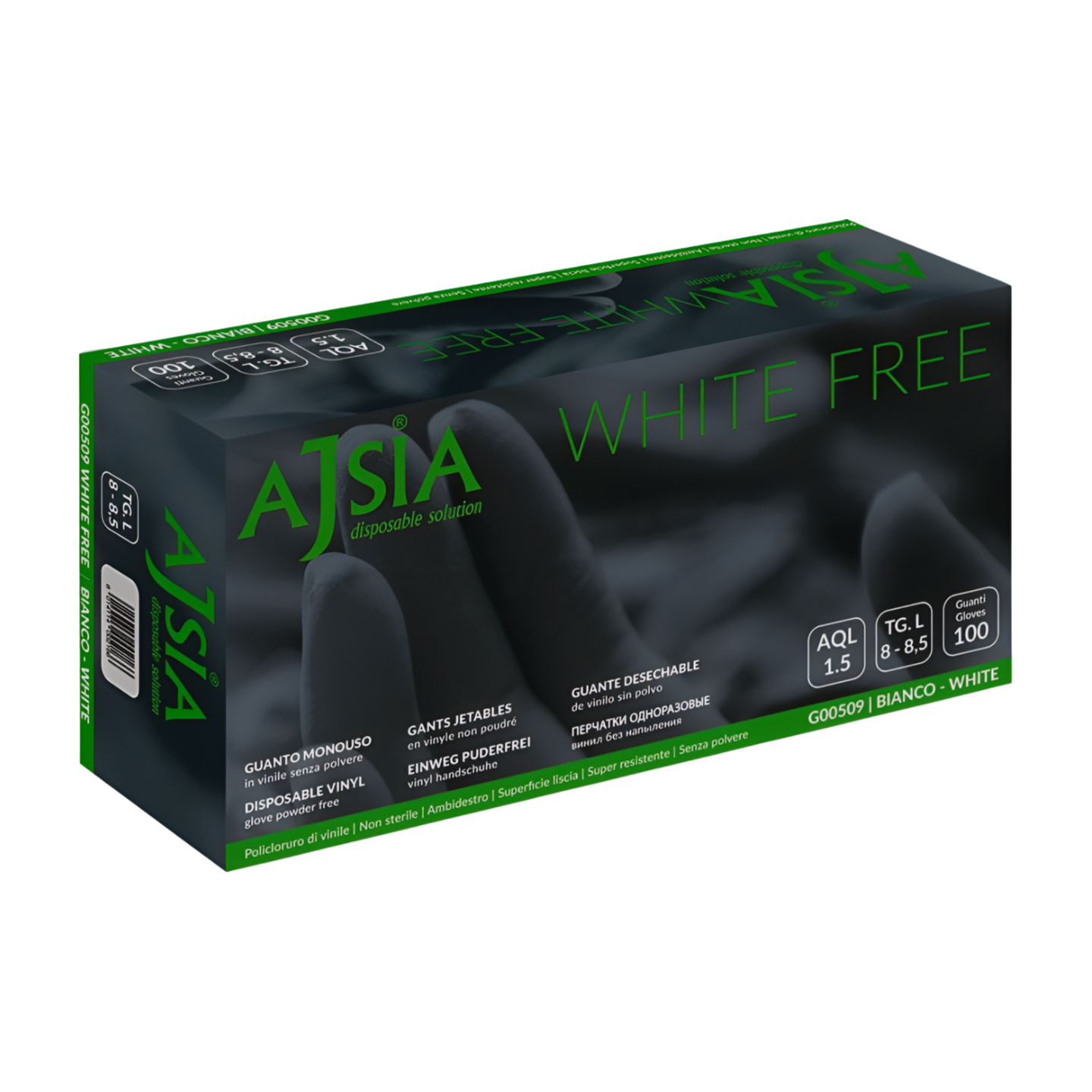 Ajsia – guanti in vinile taglia S (6–6.5) – confezione da 1000 pz